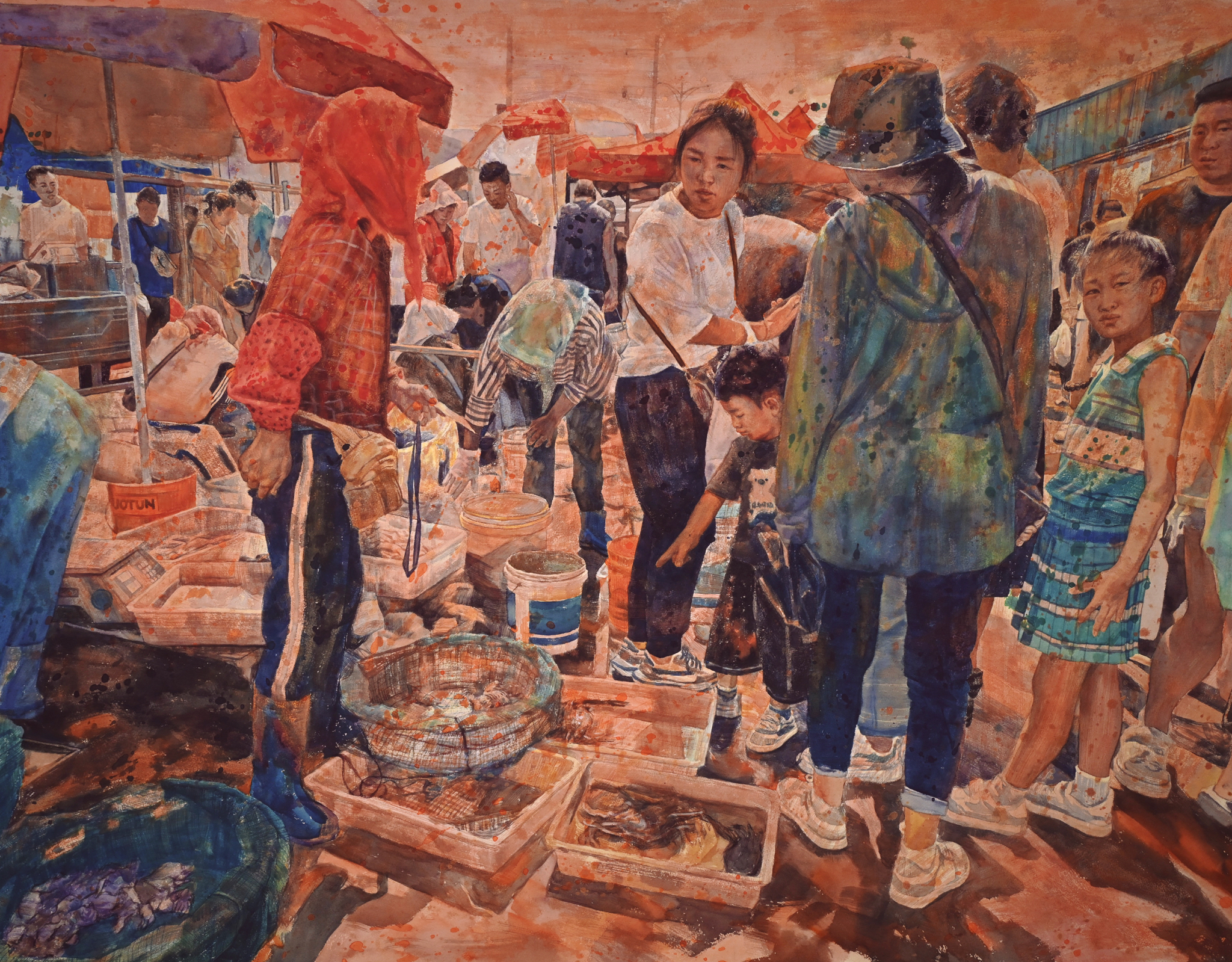 陆璐《新渔季——渔市旺》水彩画 100x130cm.jpg