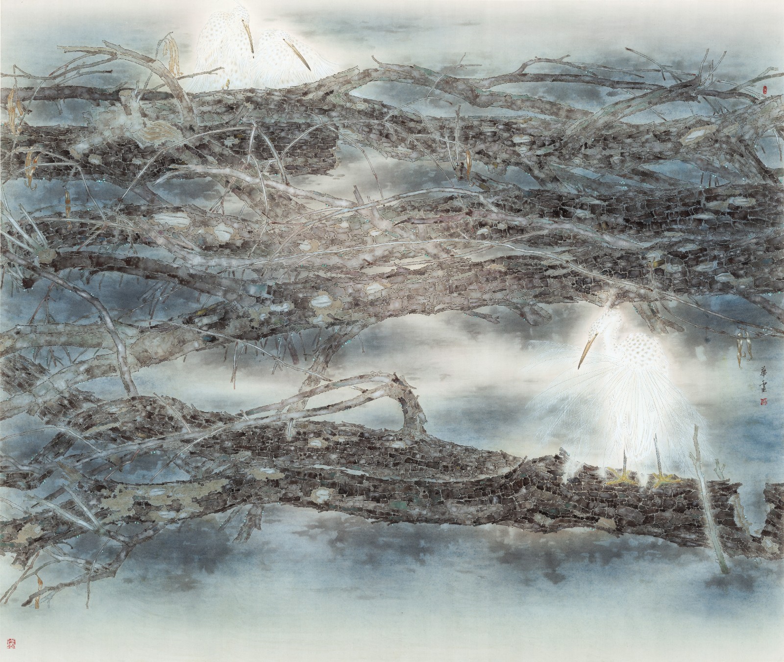 华灵《鸟居》中国画 155x185cm.jpg