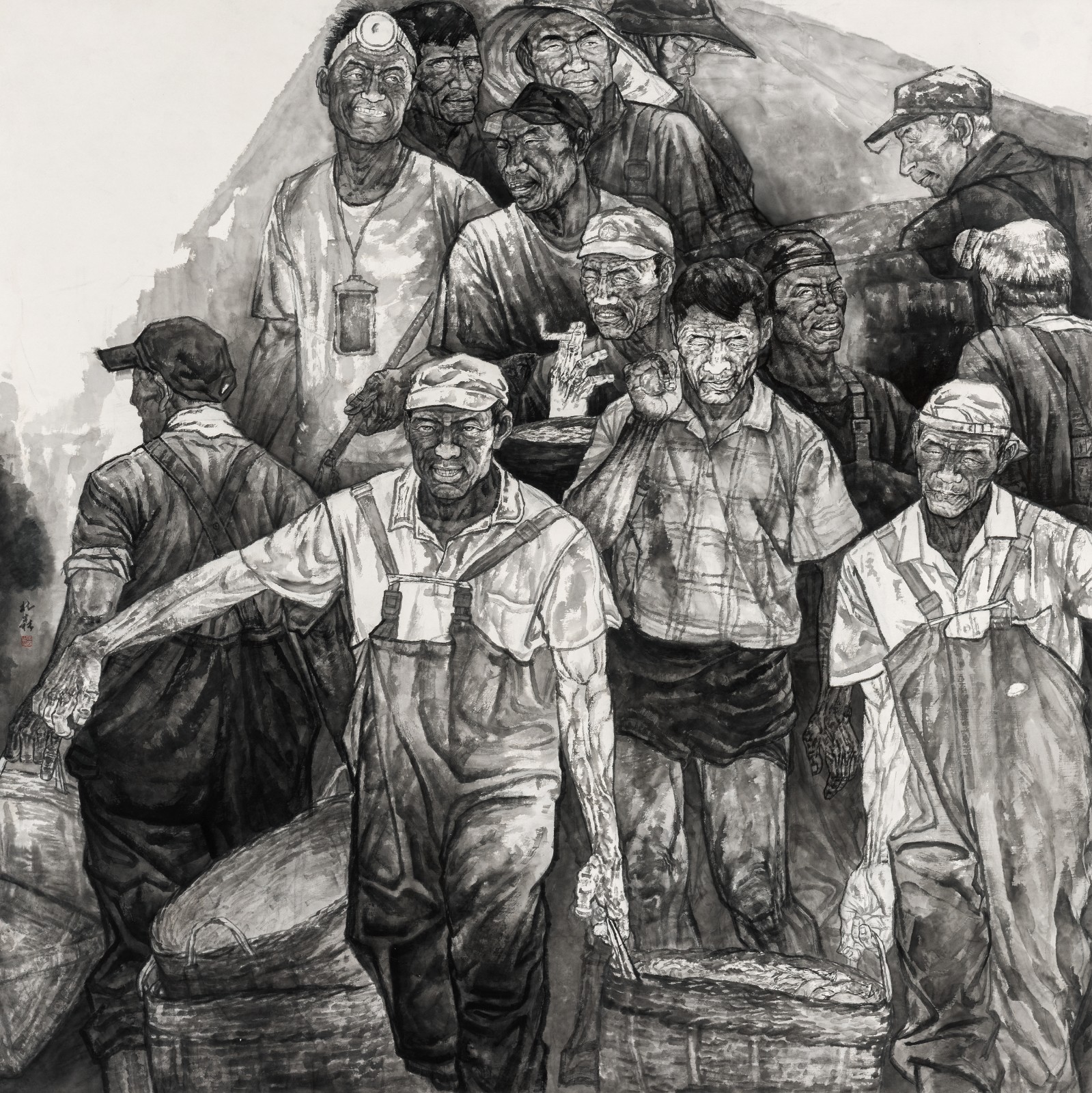 郑北森《故乡的海》中国画 200x200cm.jpg