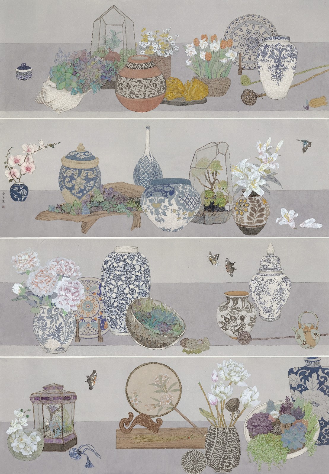 牛金翠《东方古韵·青花醉》中国画 200x138cm.jpg