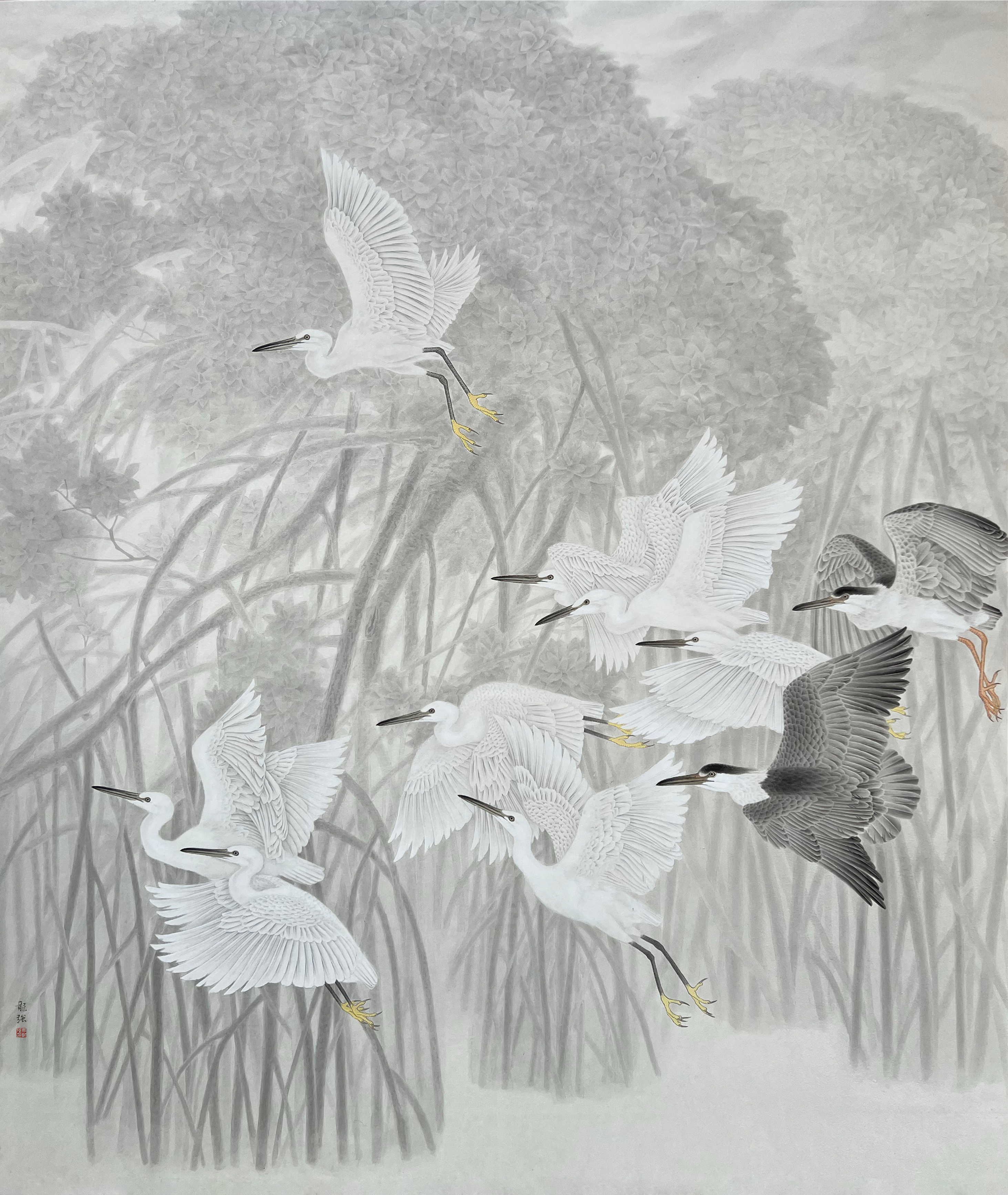 吴龙强《红树林晨蕴》中国画 228x191cm.png