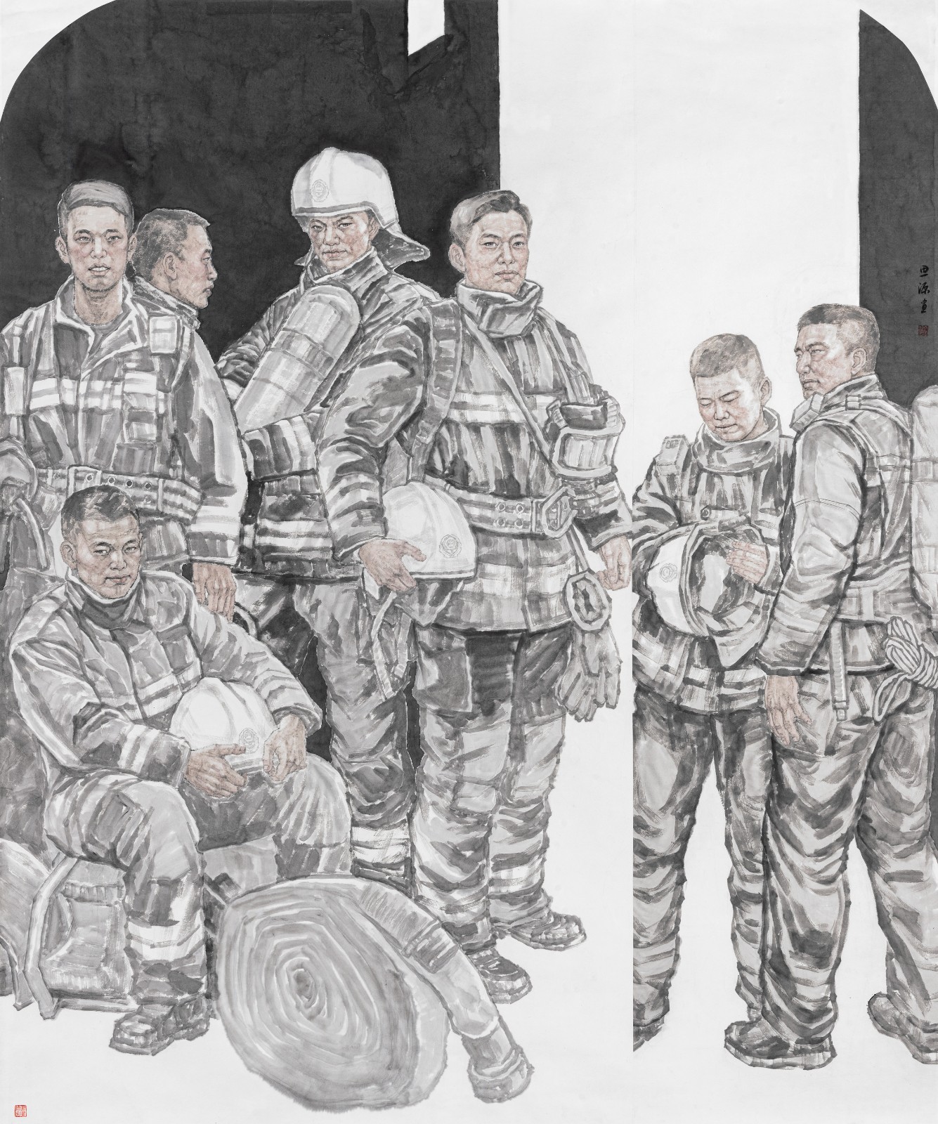 张思源《无畏的勇士》中国画 236x197cm.jpg