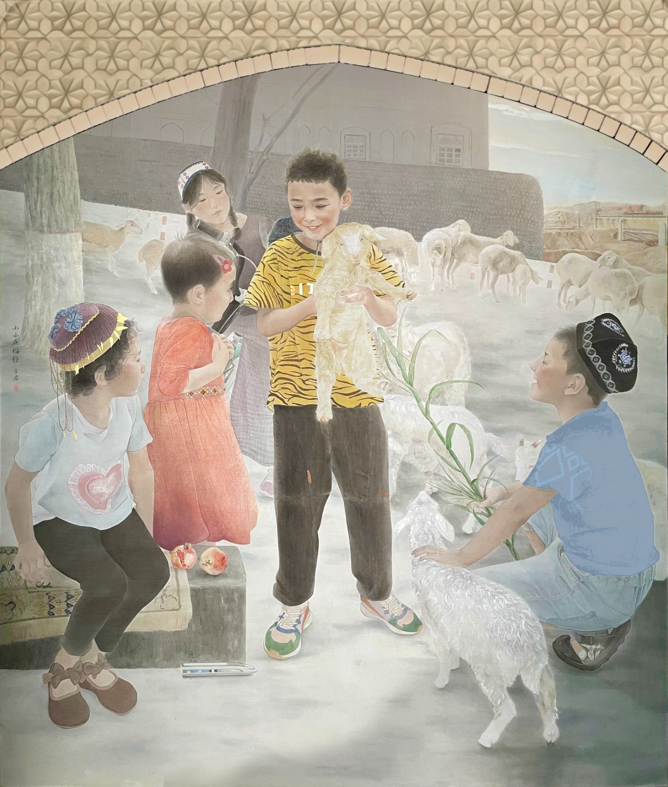 陈子君《小小石榴籽》中国画 200x167cm.jpg