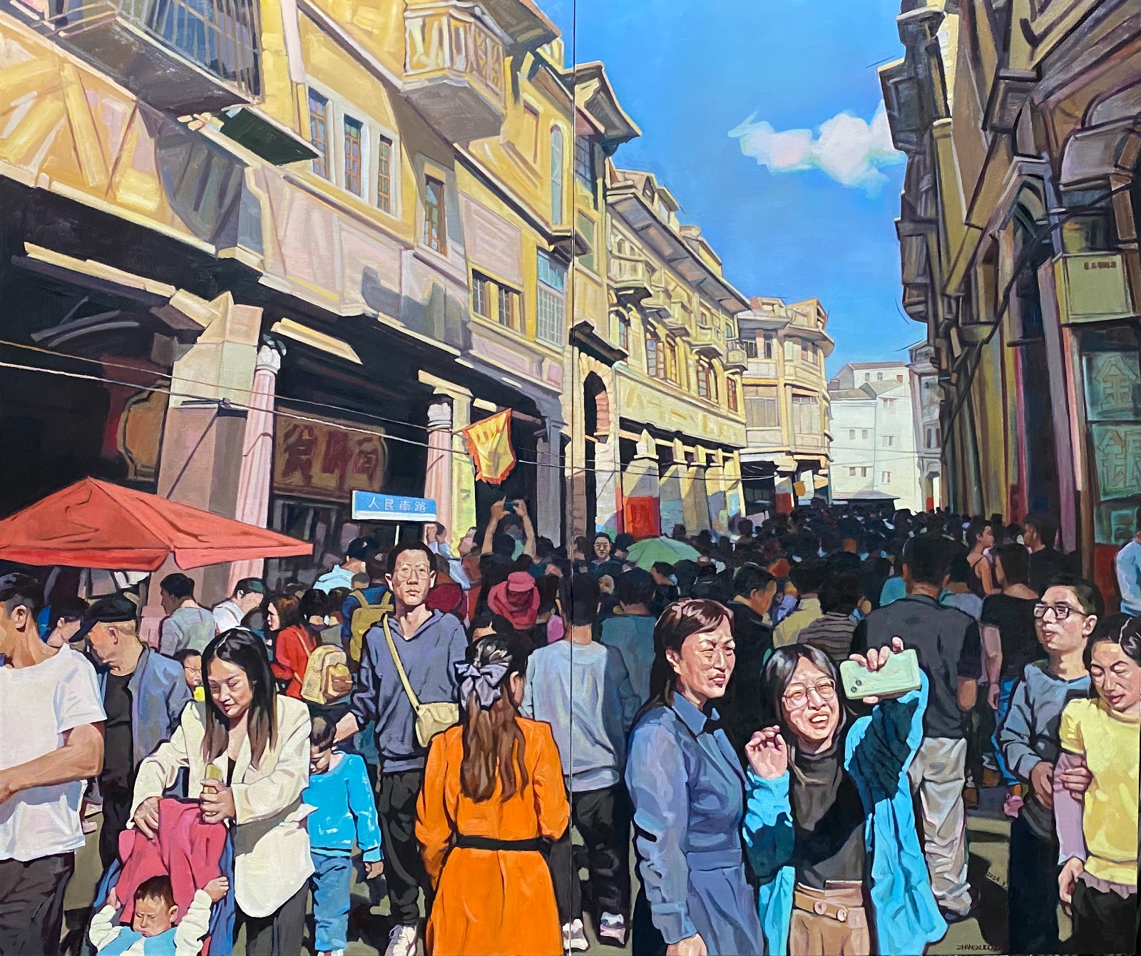 张旭东《古镇新春》油画 170x200cm.jpg