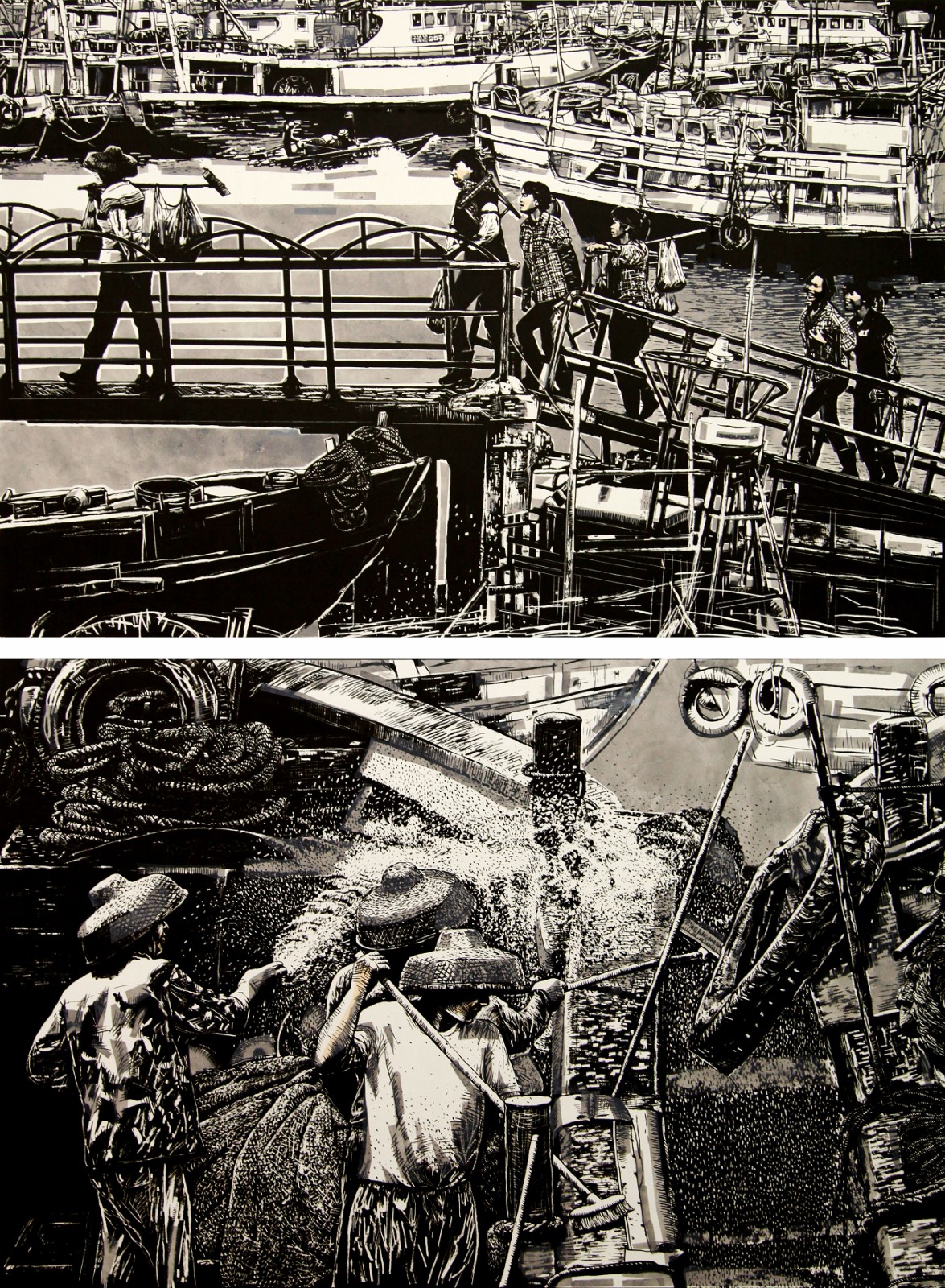 席湖《傍晚时分》版画 122x90cm.jpg